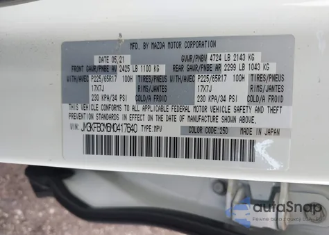 2021 Mazda Cx-5 Touring z USA, uszkodzony, nr VIN JM3KFBCM6M0417640